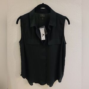 Worthington Black Sleeveless Button Down Shirt